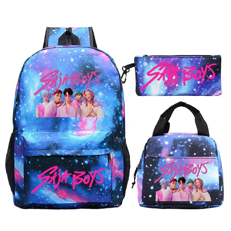 Kpop Peripheral Printing Student Schoolbag Fashionable Large Capacity Casual Backpack Three-Piece Set
