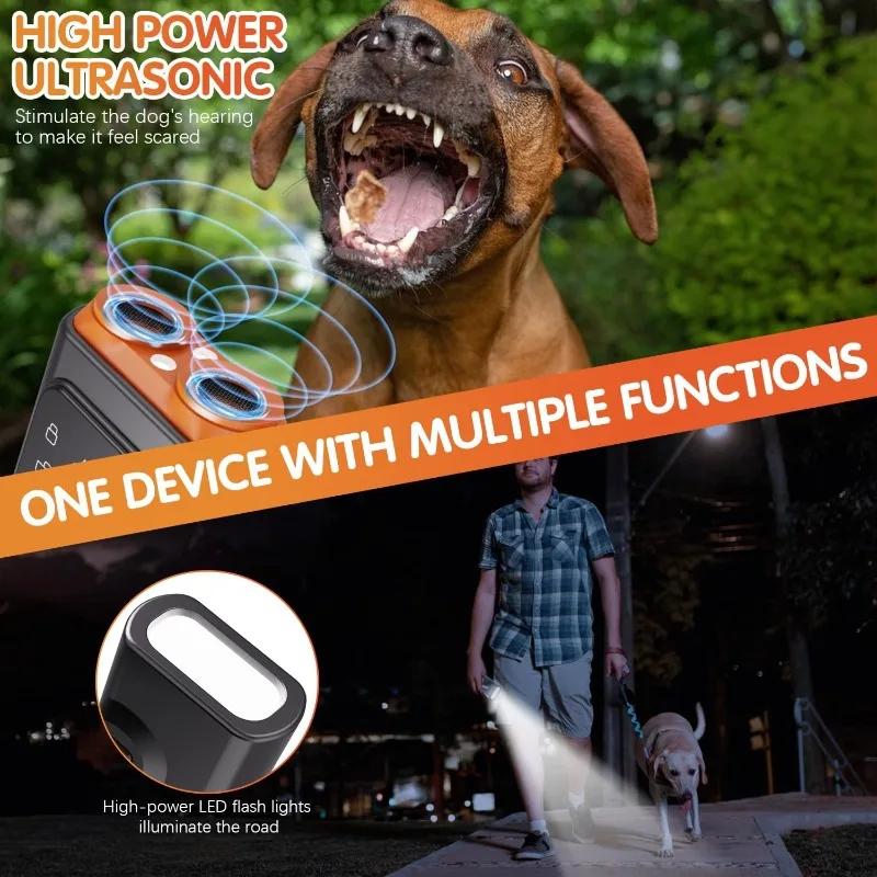 Professioneller Ultraschall-Hundeabweiser USB-wiederaufladbar HD-Display LED-Taschenlampe Bellenkontrolle Trainingsgerät Tragbar Outdoor