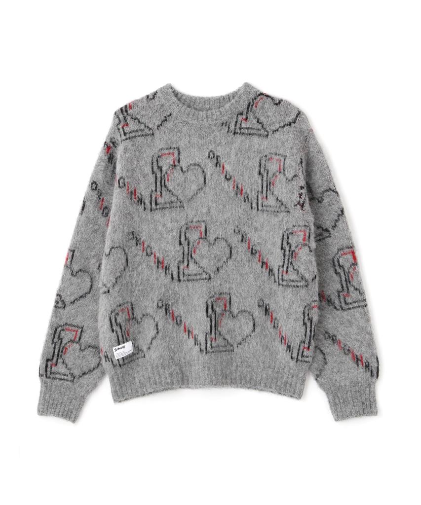 Schott SHAGGY KNIT ORIGINAL HEART Men's Size L 410 Charcoal 782-4240001