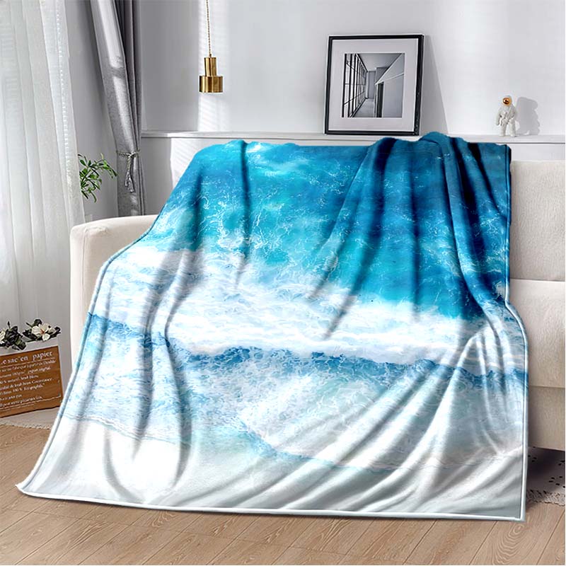 3D Fashion Wave Pebble Starfish Cartoon Flannel Blanket Sofa Bed Bedroom Warm Portable Exquisite Extra Large Warm Blanket Gift
