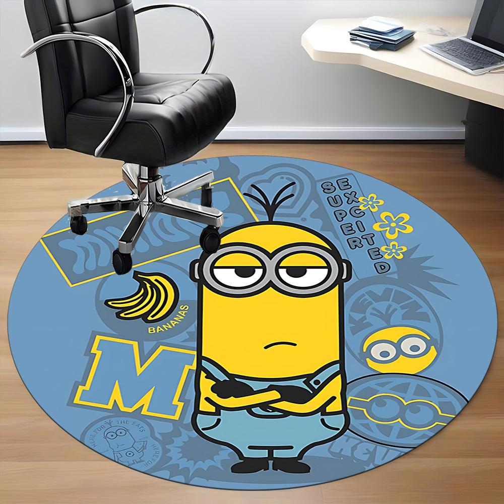 1pc Minions Office Round Area Rug, Under Office Chairs Bedroom Living Room Home Decor, Available in Various Sizes01
