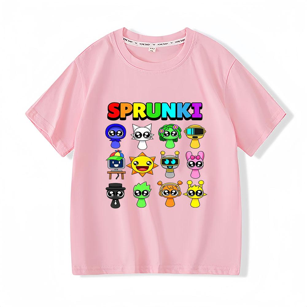 Game Sprunki Children's T-Shirt 100% Cotton Cute Grils Boys Kids Tops Cartoon Print Tees Casual O-Neck Short Sleeve Summer Wear