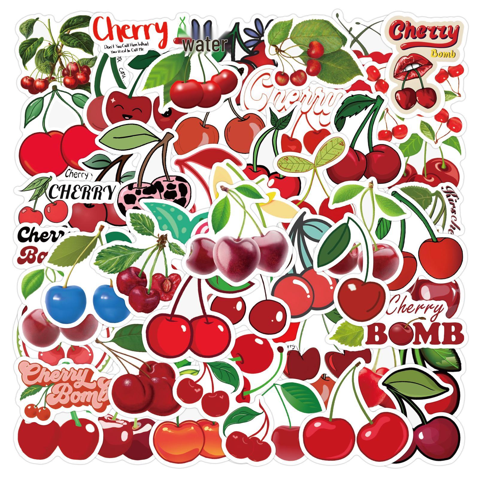 60 Sheets of Cute Cherry Cartoon Stickers for DIY, Journal, Water Bottles, and Phone Decoration.