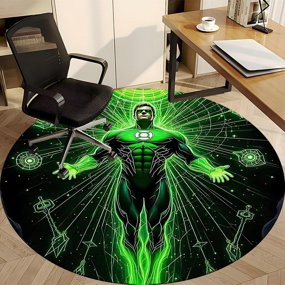 1pc Green Lantern Cosmic Office Round Area Rug, Under Office Chairs Bedroom Living Room Home Decor, Room Deco, Available in Various Sizes