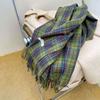 Green Plaid Scarf for Men and Women Winter High End Ins Style Student Korean Version Cute Versatile Shawl for Women