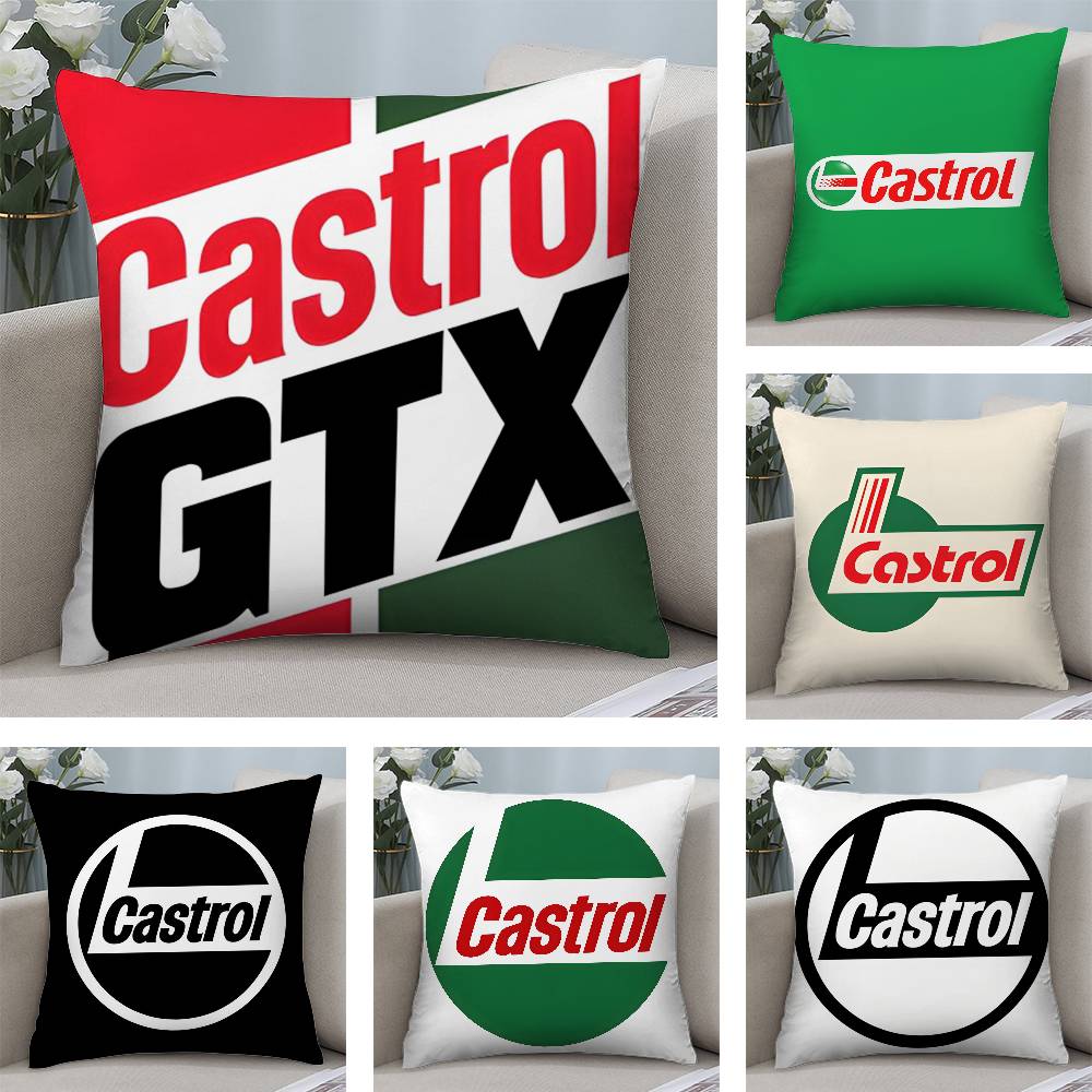 Logo C-Castrol Pillow Case Plush Fabric Soft Double Sided Print Home Sofa High Quality Cushion Cover Throw