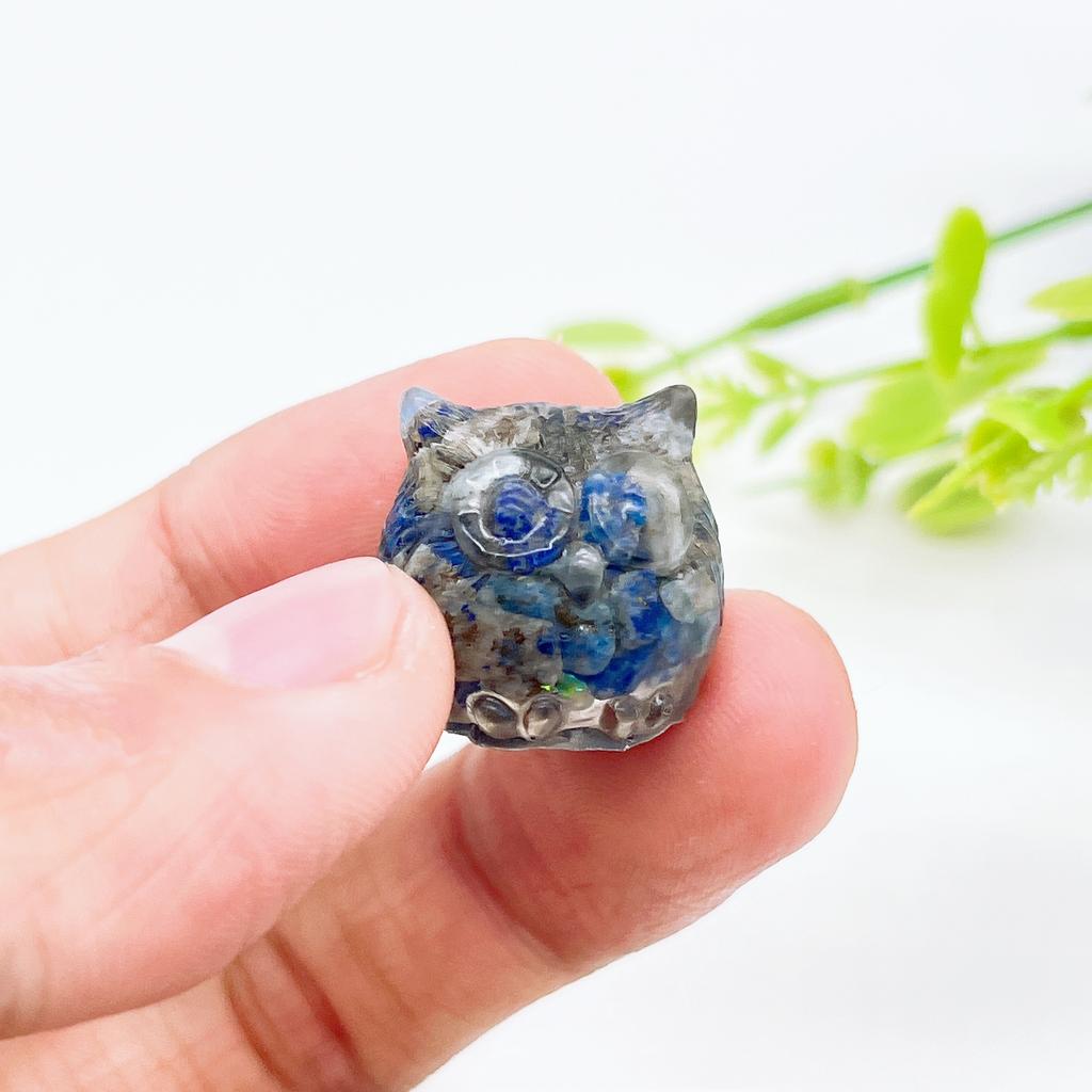 18MM Mini Owl Decoration Epoxy Resin Natural Crushed Crystal Stone Exquisite Desk Ornaments Home Garden Decoration Children Gift