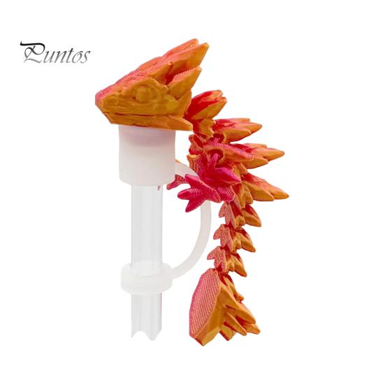 

3D Dragon Straw Cover Пилонепроникний захисний чохол для чашки 30/40oz Багаторазова соломинка Топпер Новинка Аксесуари для чашок помаранчевий