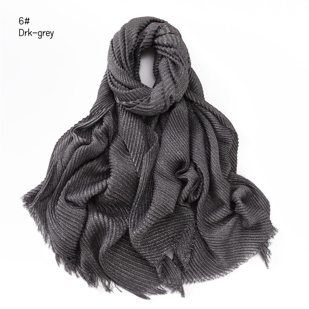24 Colors Plain Glitter Shimmer Wrinkle Fringe Viscose Scarf Shawl Lady Thin Ripple Wrap Pashmina Stole Bufandas Muslim Hijab