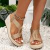 New Summer Trendy Espadrille Platform Wedges Women Sandals Chunky Platform Leisure Women Shoes Sandals Big Size 43