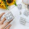 Mobile Phone Holder Telescopic Foldable Self-adhesive Anti-slip Decoration Square Rhinestone Faux Pearl Phone Folding Finger Stand for Desktop