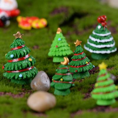 1PC Mini Christmas Tree Couple Figurine Doll Garden Decor Ornament Kid Toy Miniature Landscape Christmas Decorations for Home