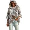 Women's Fashion Three-Quarter Sleeve Leaf Print Hooded Pullover Top