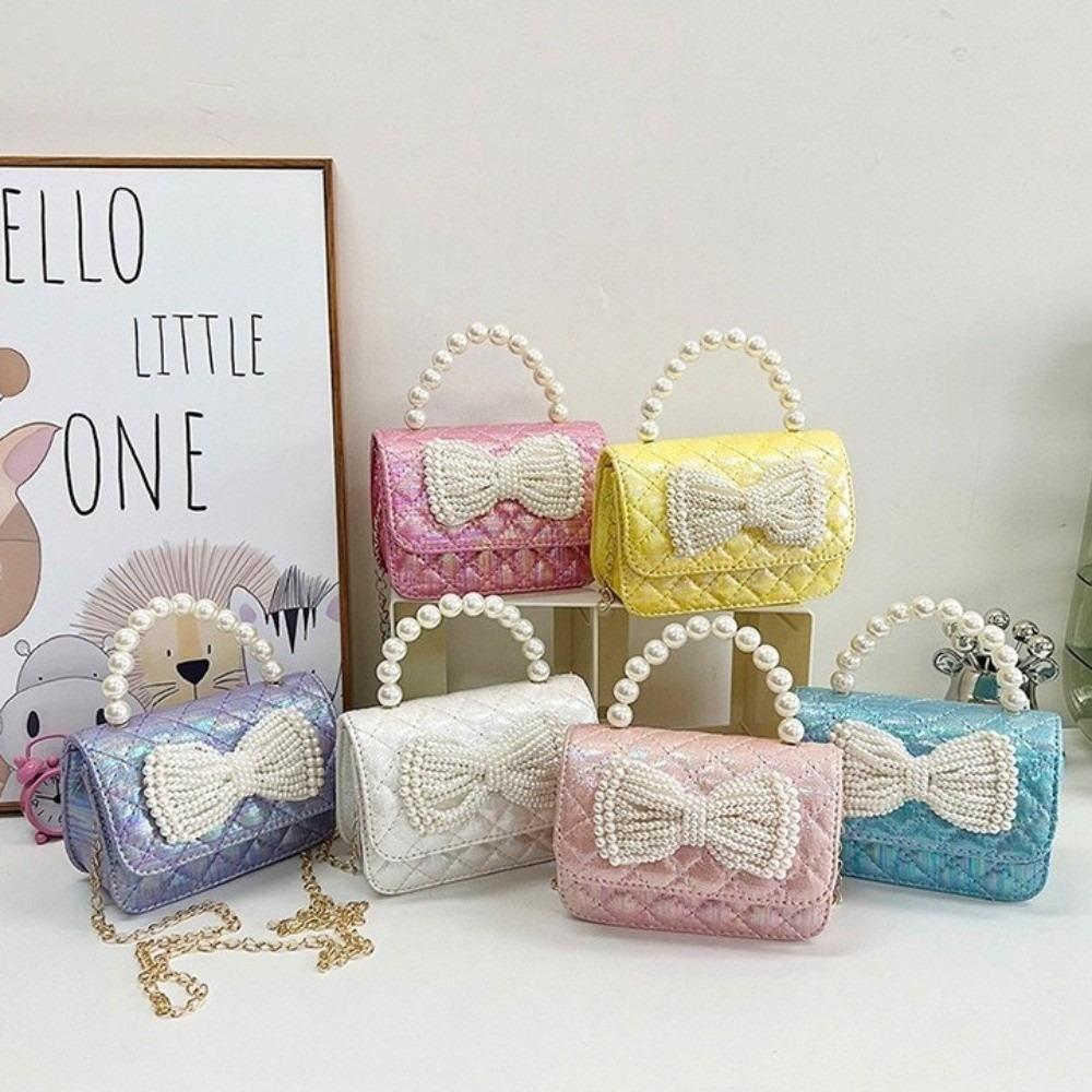 Mini Bow Crossbody Bag Korean Style Children Coin Purse Simple Pearl Handbag  Kids
