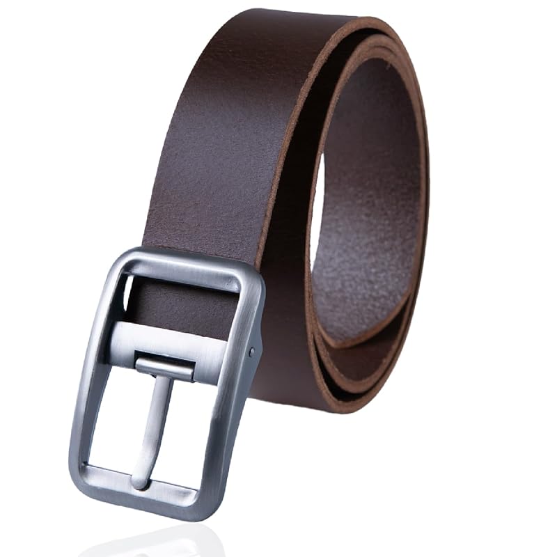 

[Hallelujah] belt men s leather suit genuine leather Fashionable business present luxury casual Lots of holes adjustment (Brown)