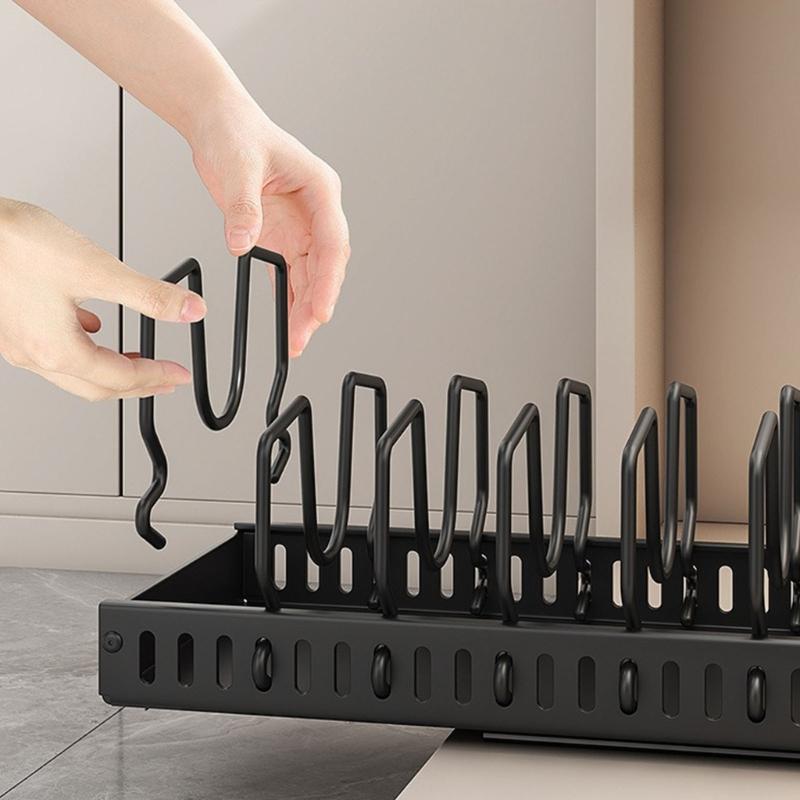 Adjustable Kitchen Cabinet Storage Rack With Slide Out Shelves For Cookware Dishes Spices Metal Construction Tray