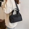 Solid Color Nylon Shoulder Bag Zipper Small Square Bag Casual Canvas Crossbody Bag  Girls/boys