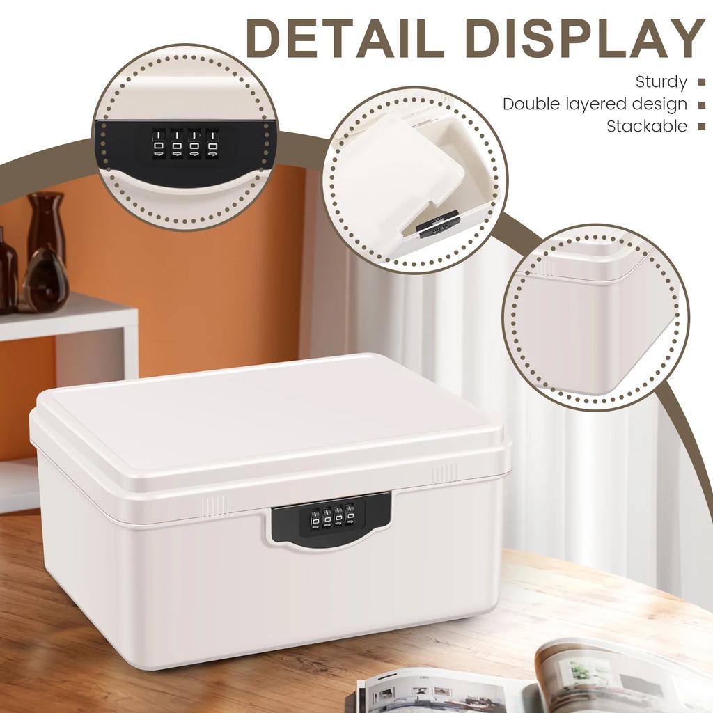 Boîte Forte Serrure à Mot de Passe Numérique Organisateur Portable en Plastique Boîte de Rangement Sécurité Vie Privée Argent Bijoux Ménage avec Plateau
