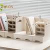 Pen Holder Bookend Large Capacity Desk Organizer with Smooth Drawer Handles Multi-Functional Storage Stationery Organizer