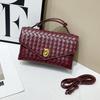 High-end Light Luxury Handbag Authentic Leather Hand-woven Bag 2025 Fashionable Cowhide Square