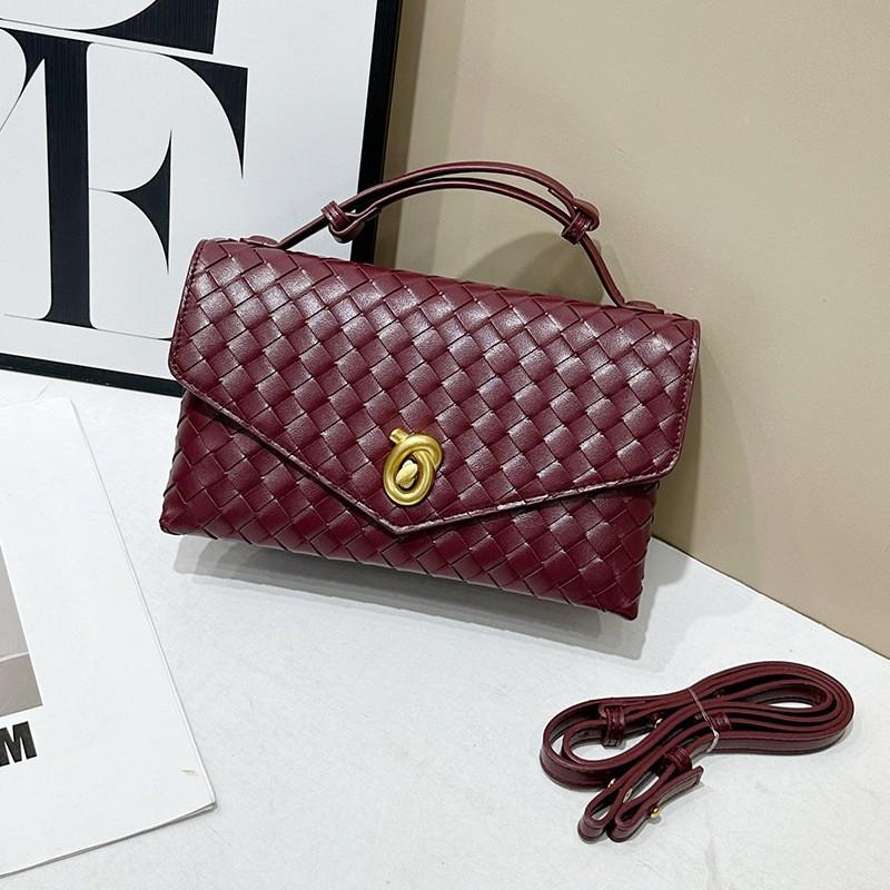 High-end Light Luxury Handbag Authentic Leather Hand-woven Bag 2025 Fashionable Cowhide Square