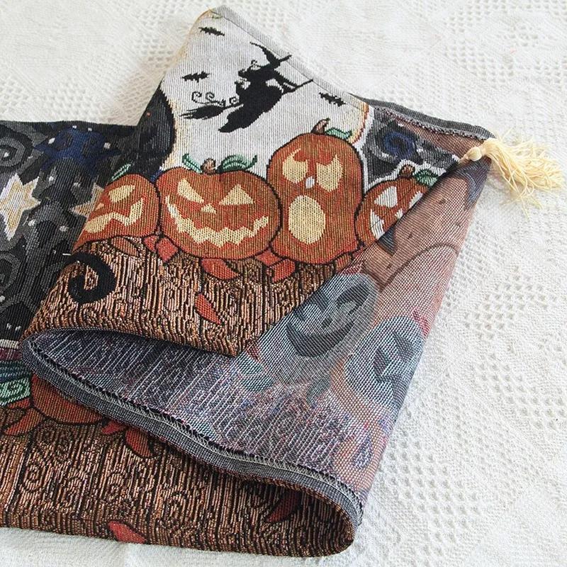 Decorative Table Runner Linen Table Cloth With Tassels For Halloween Easter Dinner Parties Supplies Home Decorations