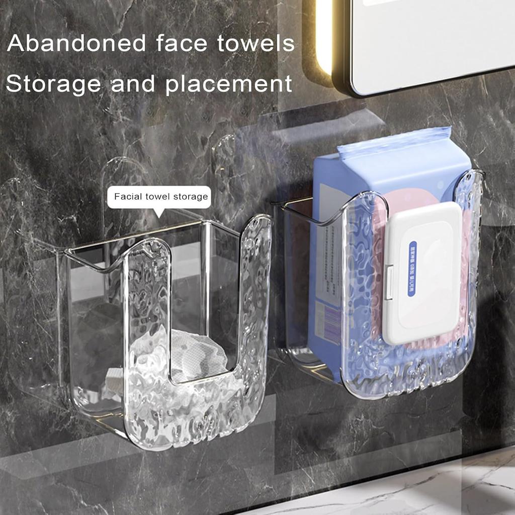 2 Pcs Clear Wipes Dispenser, Holder for Kitchen & Bathroom, Refillable Container Box, Wall Mounted Tissue Box Holder
