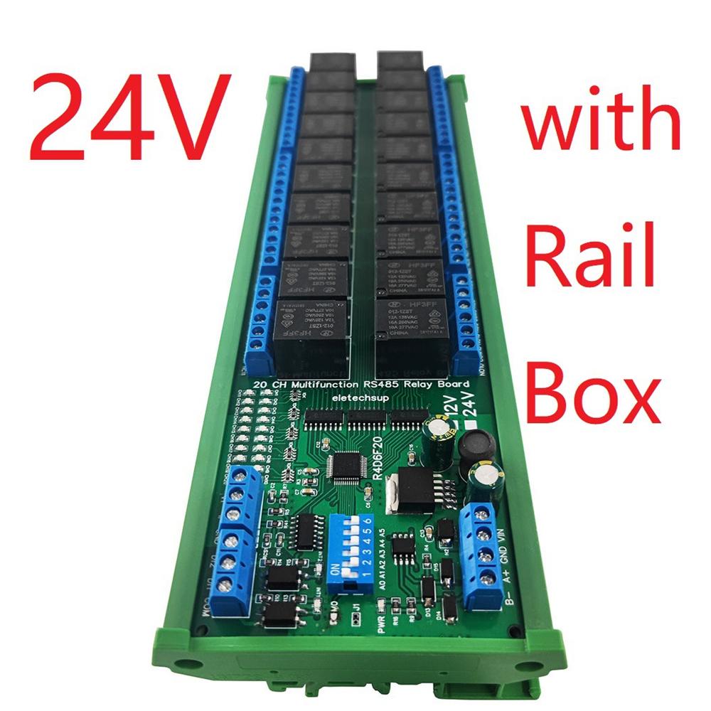 

DC 12V 24V 20 CH Rs485 Digital Analog Switch Io Module Modbus Rtu Plc Uart Expansion Board 4-20ma 0-10v Reading DIN35 DINC45