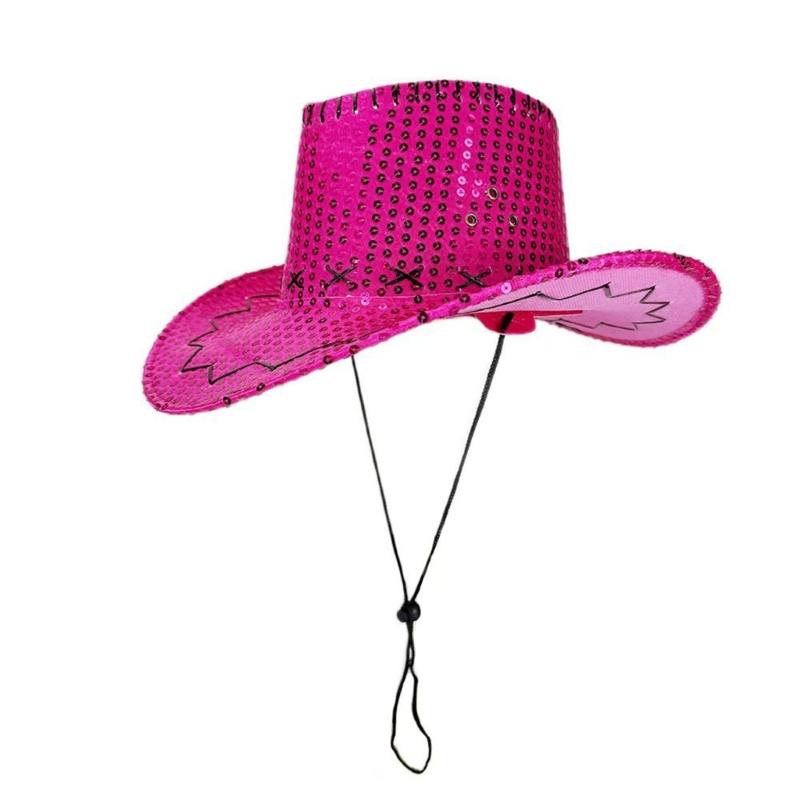 Sequined Western Cowboy Hats for Festivals Parties and Carnivals Sparkling Design Lightweight Practical Polyester Hat