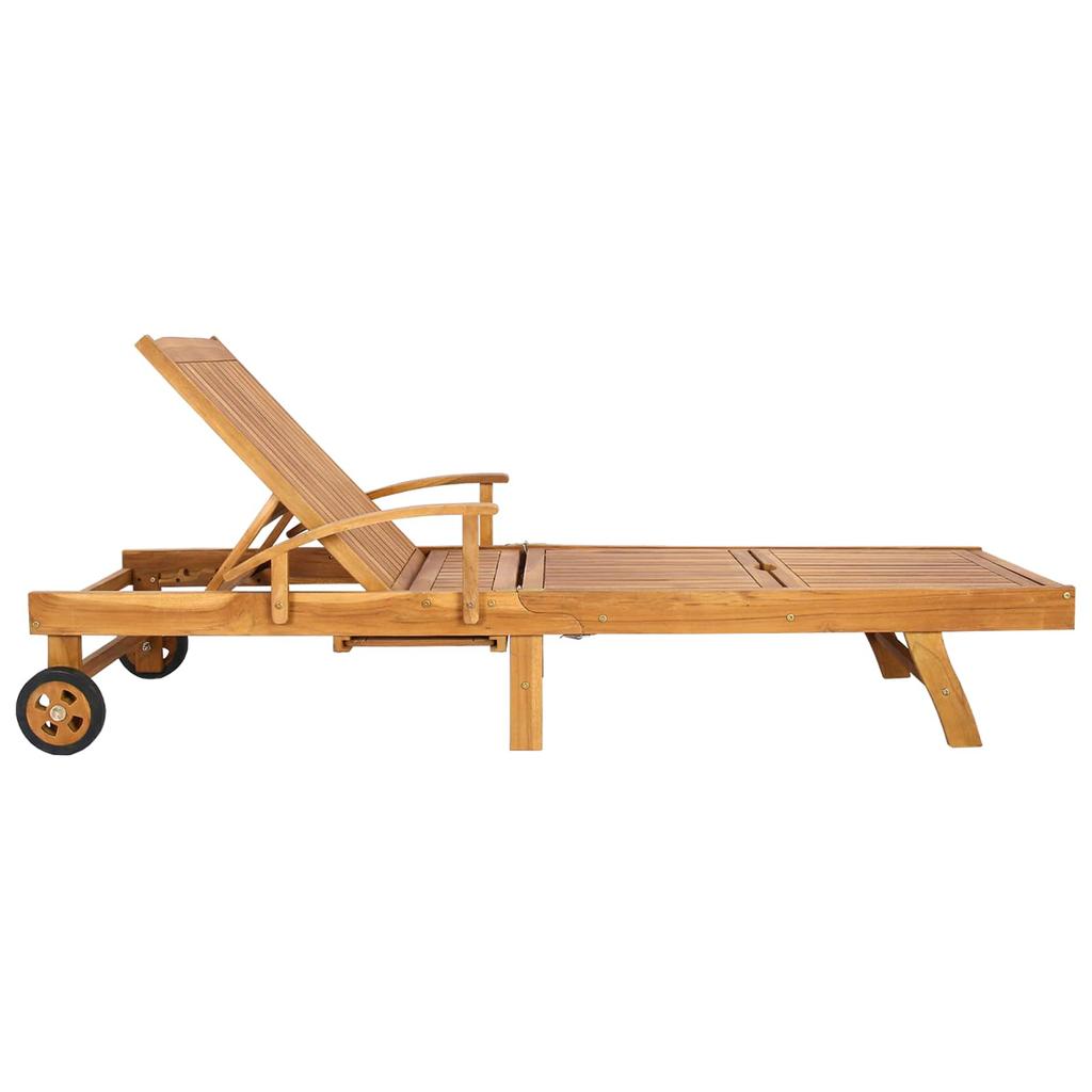 1 Person Sun Lounger Brown Solid Teak Wood