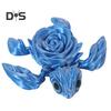 3D Printed Rose Turtle Figurine Movable Joints Flower Sea Tortoise Figure Articulated Animal Model Toy Home Office Bookshelf Desktop Decoration
