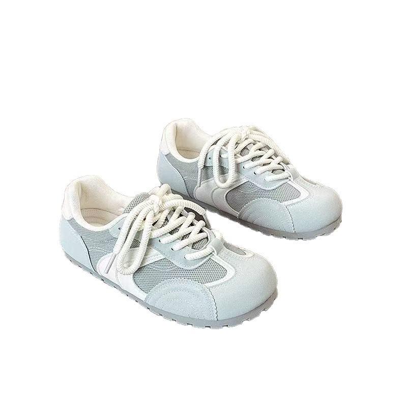 Round head casual versatile summer 2025 new niche retro German training shoes women's breathable thin-soled sports flat baseplate shoes