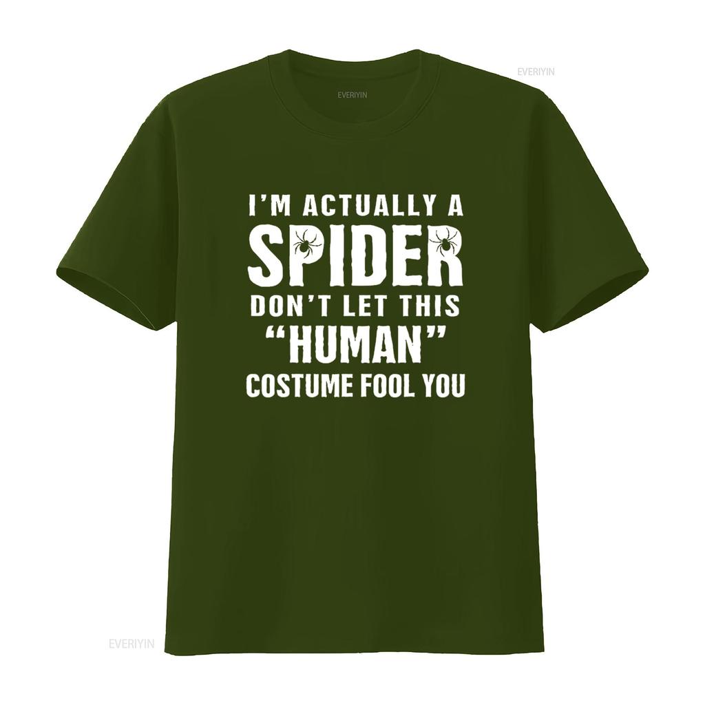 Mens I m Actually A Spider Funny Halloween Costume T Shirt Black vintage Washed Top For Everyday Wear Stylish fashion