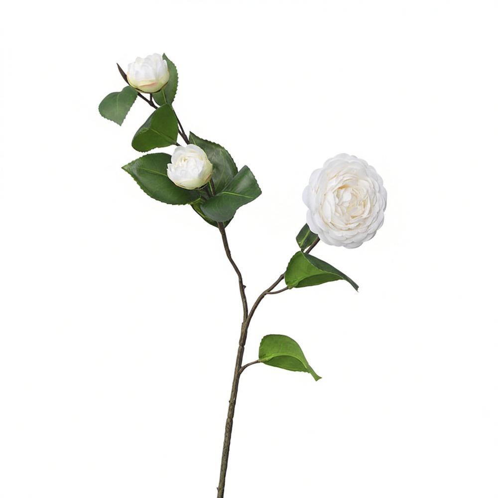 Multicolor Camellia Artificial Flower Silk Petal Photo Props Simulation Flower Green Leavees Floral Arrangement Wedding Supplies