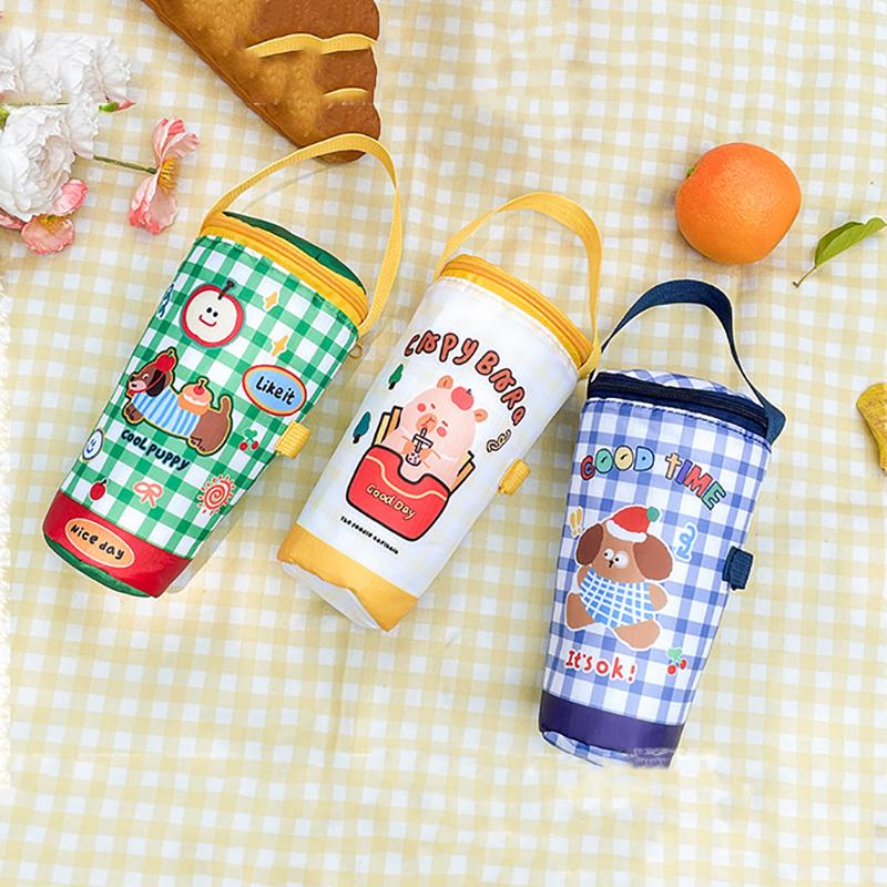 Portable Cute Milk Tea Tote Bag Heat Preservation Bag Eco-friendly Handbag Carrying Insulated Cup Cover Tumbler Cup Accessories