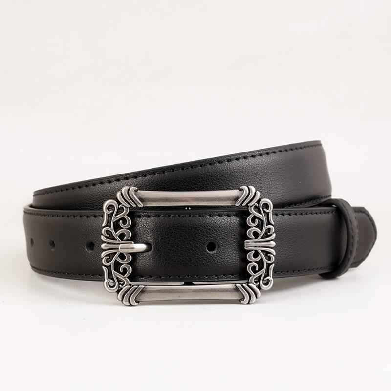 Leather Belt For Women Vintage Punk Style With Zinc Alloy Buckle For Casual Wear