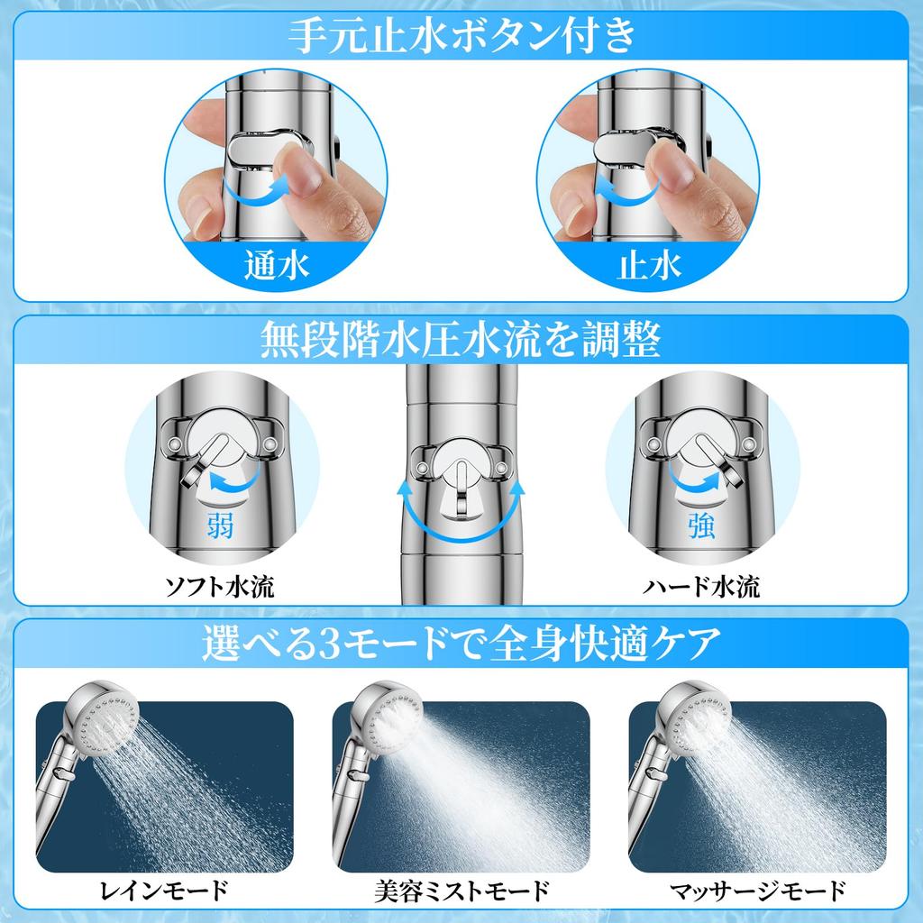 Shower Head with High Cleaning Chlorine Booster Shower Adjustable Water Pressure and Water Water Pore Bath Easy Shower International Standard Includes
