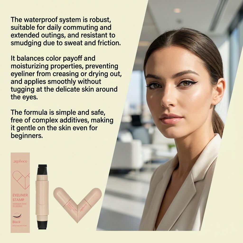 Zephoco Double-Ended Black Liquid Eyeliner Stamp: Smooth, Flawless, Versatile Pigmented Eye Makeup.