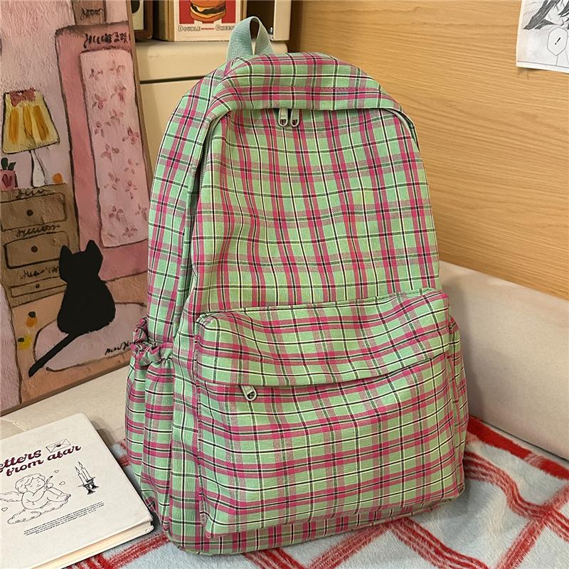 Plaid Schoolbag Women's Lightweight Backpack