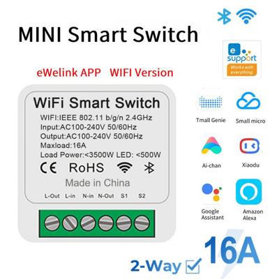 eWeLink WiFi Mini Switch 16A 2-way Control Timer DIY Automation Relay Breaker Smart Breaker Compatible With Alexa Google Home