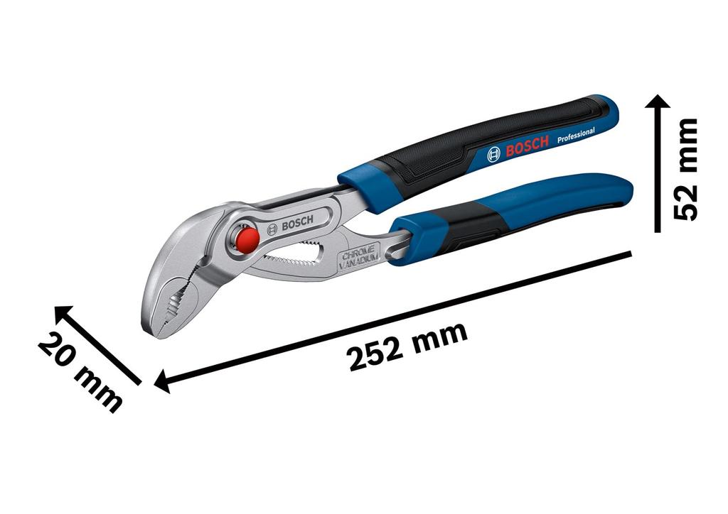 BOSCH Professional Water Pump Pliers 2K Soft Chrome Vanadium (250mm, Grip, Steel)