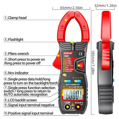 ANENG CM81 Akıllı AC Pens Metre Kelepçe Tipi Multimetre 6000 Sayım Otomatik Aralığı Voltmetre 600A Ampermetre