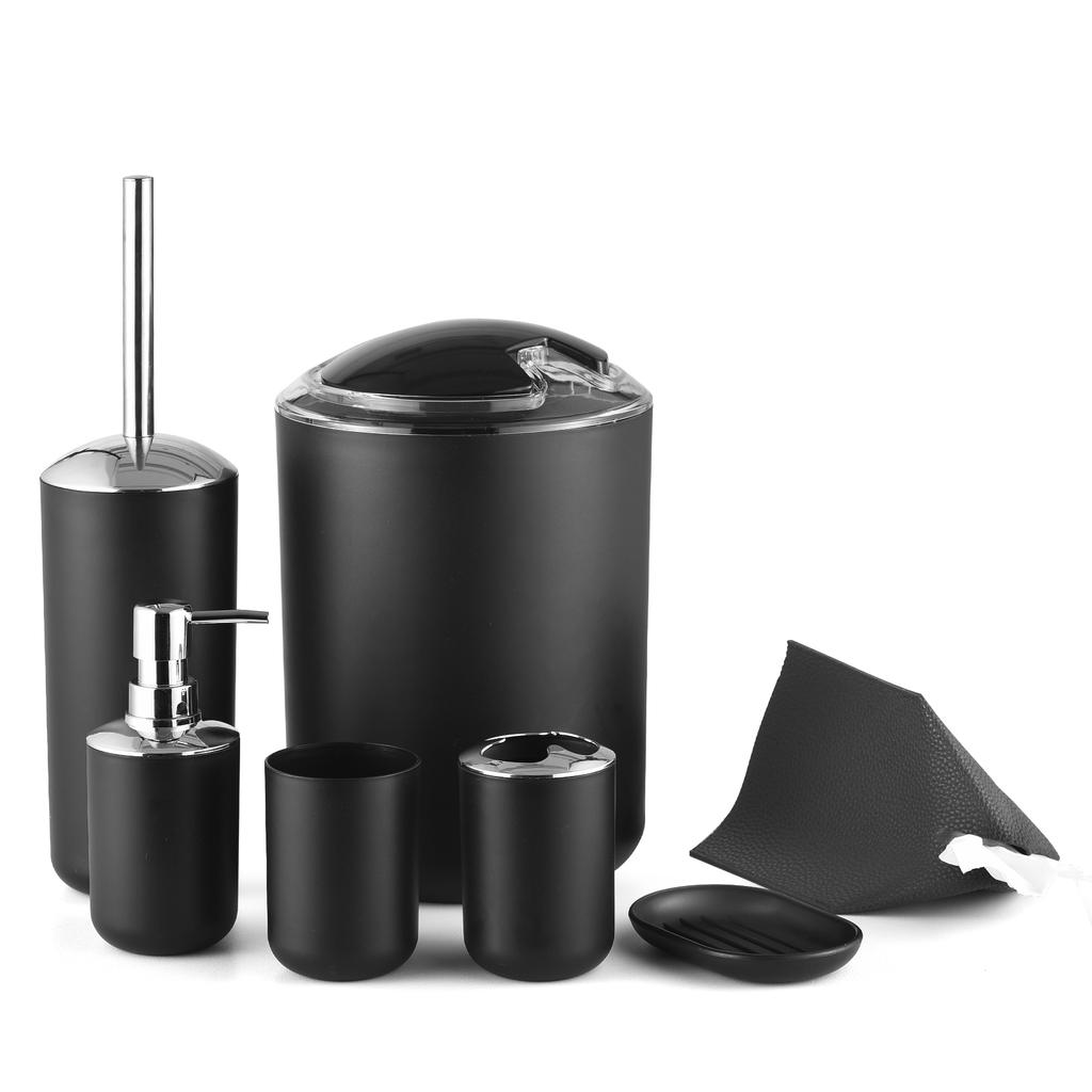 Sada koupelnových doplňků 9dílná černá koupelnová dekorace s držákem na zubní kartáčky Hrnek na zubní kartáček Mýdlo