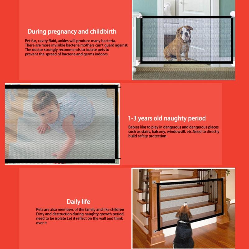 Portable Doorway Mesh Gate Folding Stair Gate Pet Isolation Net Indoor and Outdoor Safety Gate Convenient In and Out