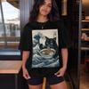 Ramen T-Shirt, Black Cat Tee, Japanese Art Shirt, Cat Lover Gift, Anime Graphic Tee, Kawaii Cat Apparel
