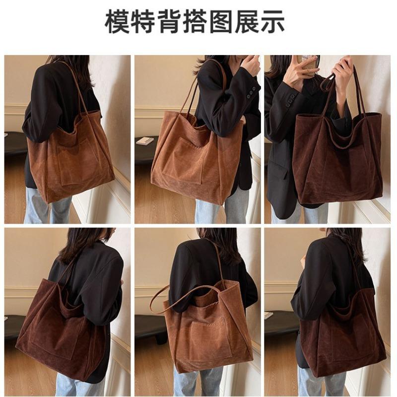 New Autumn and Winter Casual Lazy Style Suede Large-capacity Commuter Tote Bag Shoulder Bag