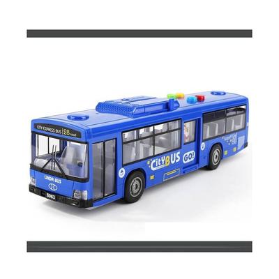 (Mėlyna autobusų stotis) Raudonas interaktyvus autobuso žaislinis transporto priemonės modelis su muzika, istorijomis, šviesomis smagiam žaidimo laikui