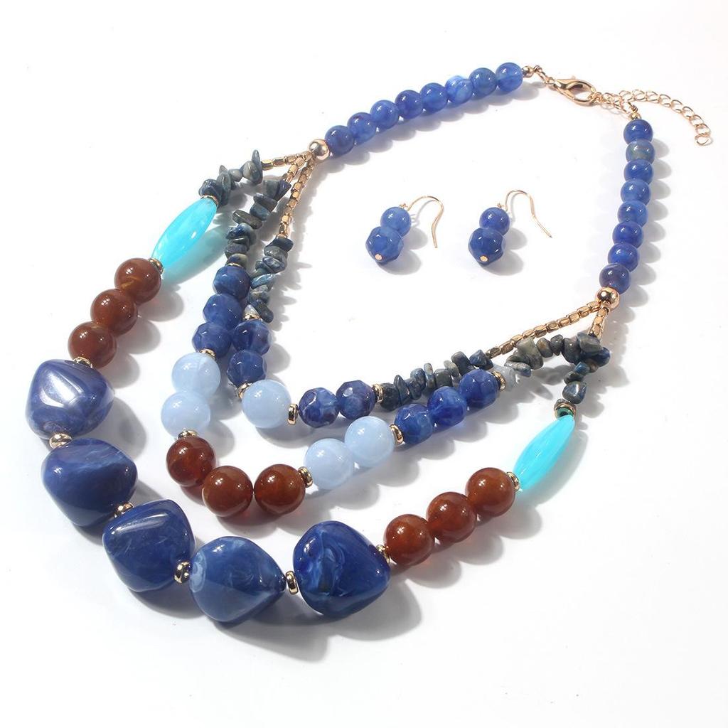 Zweifarbige mehrreihige Halskette mit Perlen