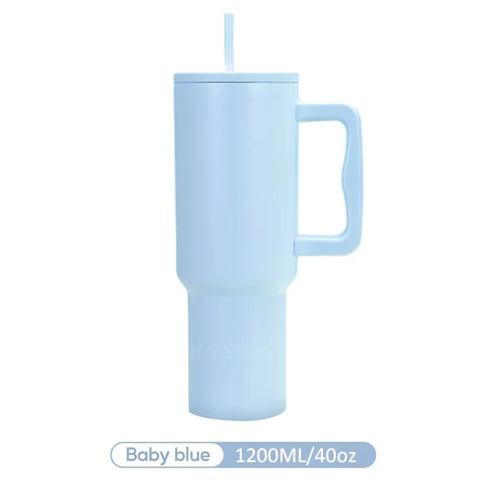 40oz Stainless Steel Vacuum Thermos Tumbler - Leak-Proof Mug with Handle Lid & Straw Keep Cold/Hot for Travel Car Coffee Drinks