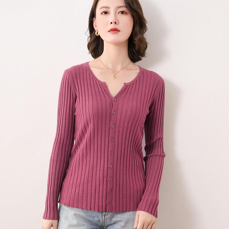 

Весна и осень 2025 г.: Приталенный женский кардиган в рубчик - Корейская мода, свитер с круглым вырезом XL